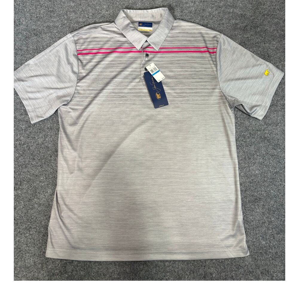 Jack Nicklaus NWT Men’s Golf Polo Shirt Size XL Gray Pink Stripe MSRP $65